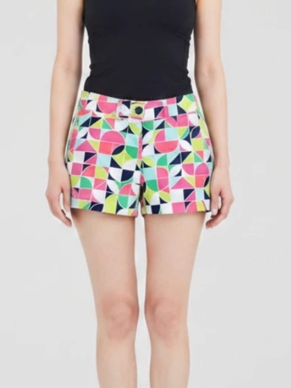 Crown & Ivy Colorful Pink and Green Geometric Shorts 💕